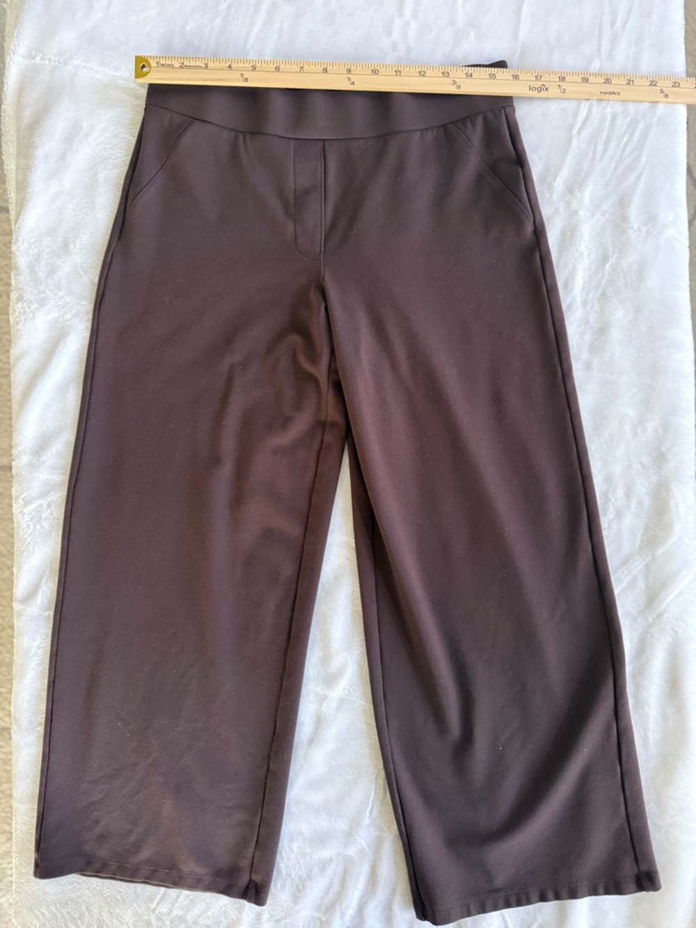 Wide Leg Cropped Quince Pants in Deep Brown Espresso - Picture 3 of 7